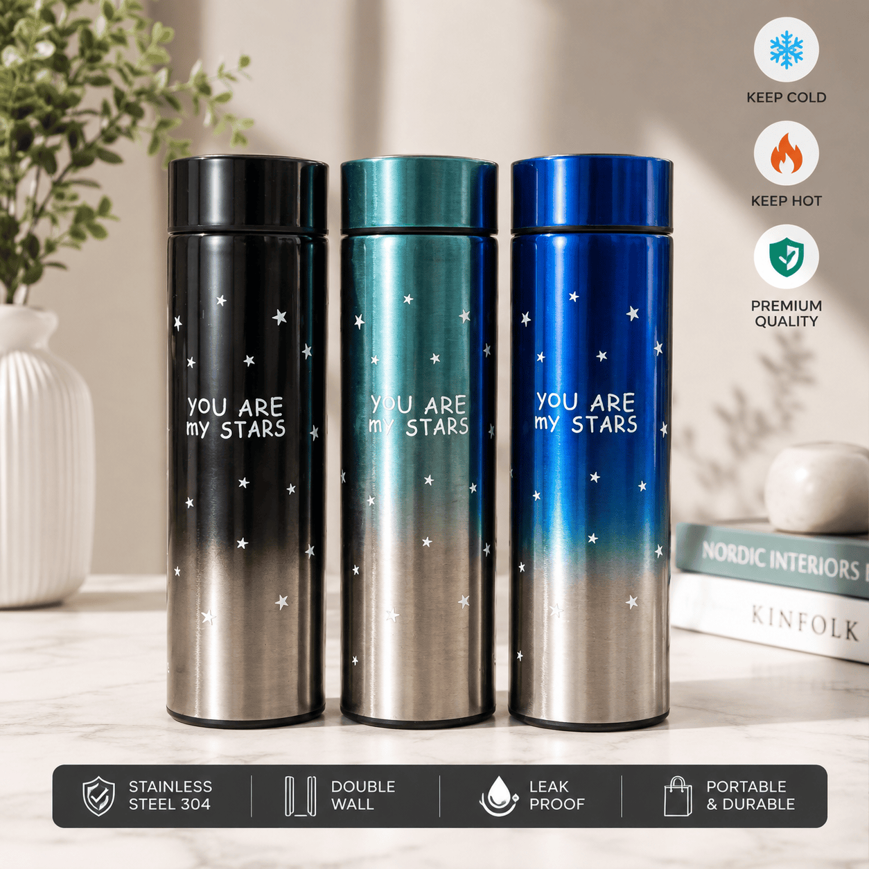 Hot & Cold Smart LCD Touch Water Bottle – Temperature Display Vacuum Flask