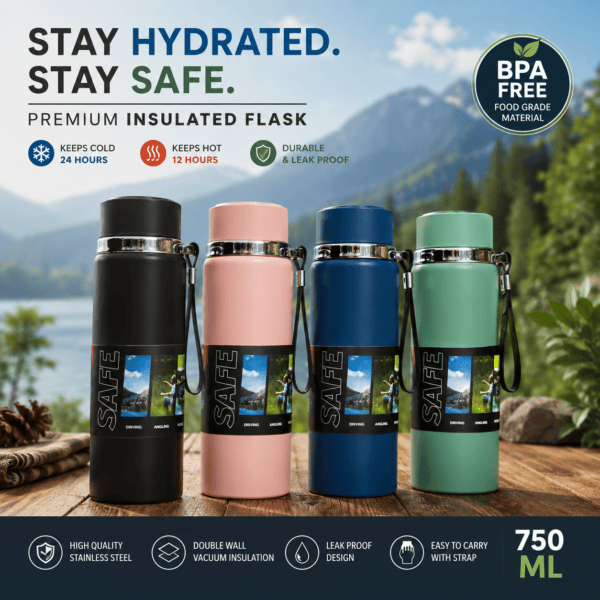 Insulated Stainless Steel Water Bottle with Temperature Display – 800ml