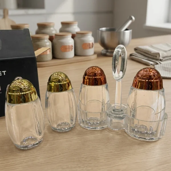 Acrylic Salt and Pepper Shakers Set with Matching Tray