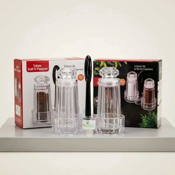 Novel Acrylic Salt & Pepper Set with Crystal Stand