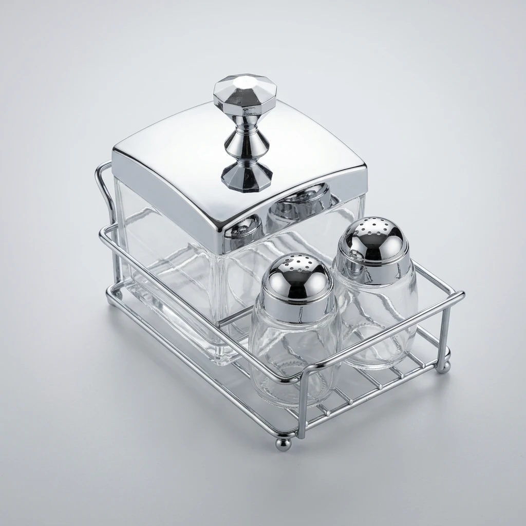 Shengya 3-Piece Acrylic Cruet Set with Stainless Steel Stand - Image 4