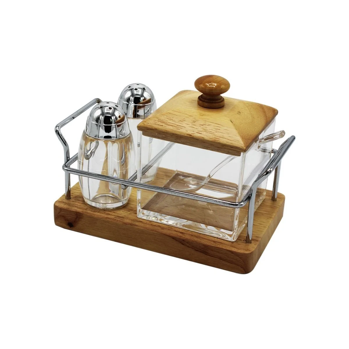 Shengya 3-Piece Acrylic Cruet Set with Stainless Steel Stand - Image 6