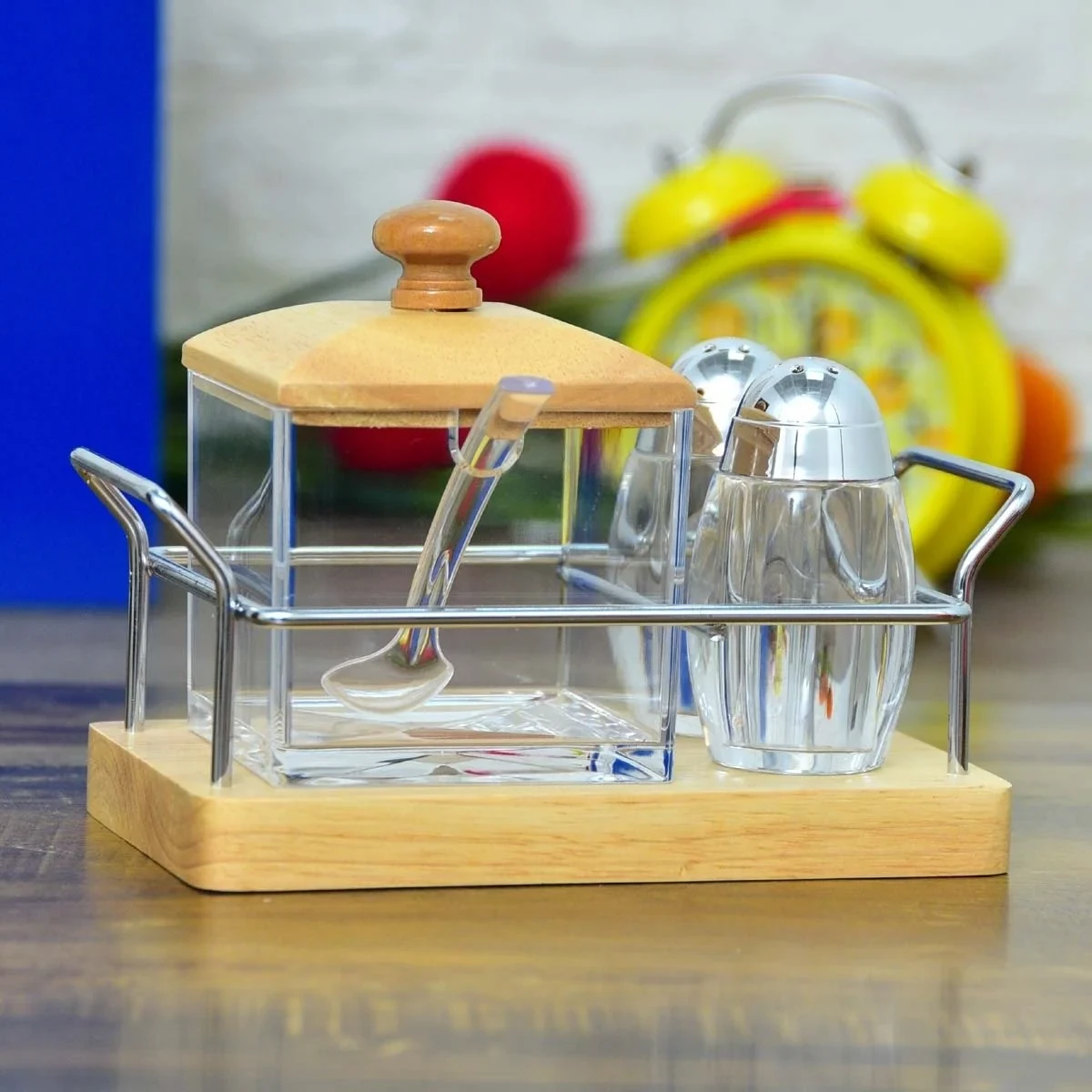 Shengya 3-Piece Acrylic Cruet Set with Stainless Steel Stand - Image 7
